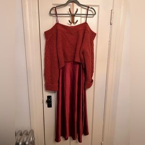 Beautiful slip dress with attached matching knit sweater